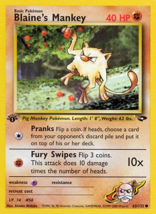 Blaine's Mankey (63)/132 Common 1st Edition