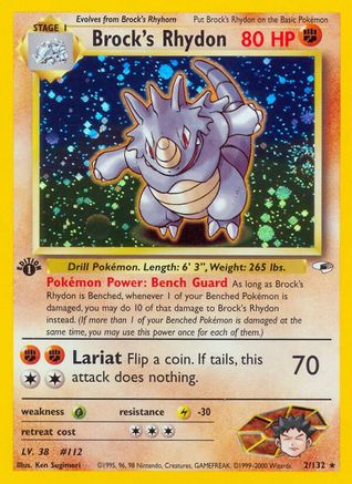 Brock's Rhydon (2)/132 Holo Rare 1st Edition Holofoil