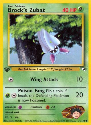 Brock's Zubat (74) (74)/132 Common 1st Edition
