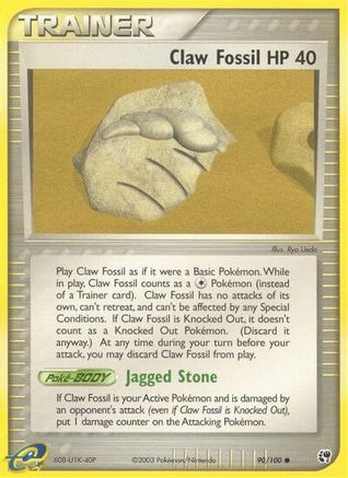 Claw Fossil (90)/100 Common Reverse Holofoil