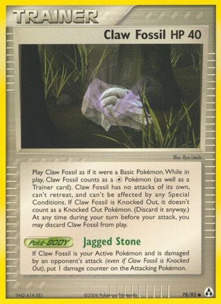 Claw Fossil/92 Common Reverse Holofoil
