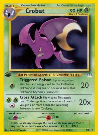 Crobat (4)/64 Holo Rare 1st Edition Holofoil