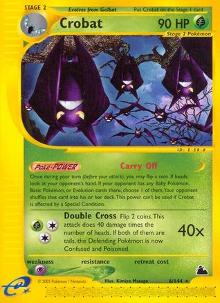 Crobat (6) (6)/144 Rare Reverse Holofoil