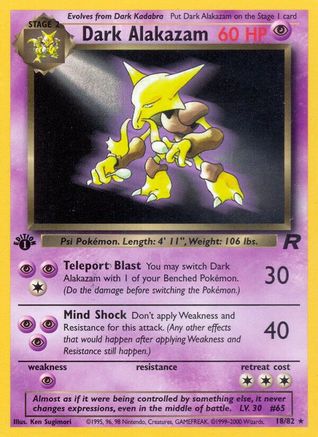 Dark Alakazam (18) (18)/82 Rare 1st Edition