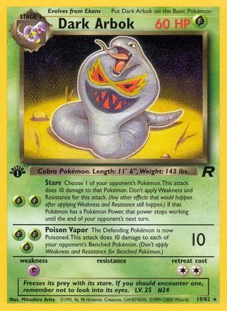 Dark Arbok (19) (19)/82 Rare 1st Edition