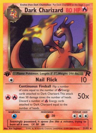 Dark Charizard (21) (21)/82 Rare 1st Edition