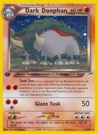 Dark Donphan (3)/105 Holo Rare 1st Edition Holofoil