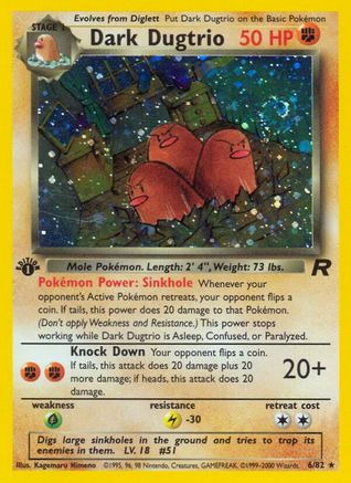 Dark Dugtrio (6) (6)/82 Holo Rare Unlimited Holofoil