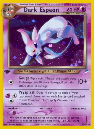 Dark Espeon (4)/105 Holo Rare 1st Edition Holofoil
