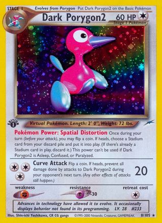 Dark Porygon2 (8)/105 Holo Rare 1st Edition Holofoil