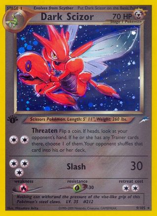 Dark Scizor (9)/105 Holo Rare 1st Edition Holofoil