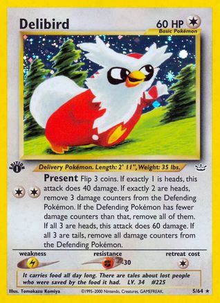 Delibird (5)/64 Holo Rare 1st Edition Holofoil