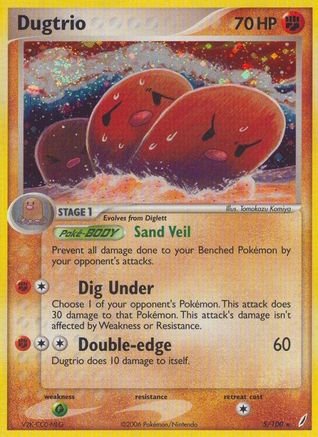 Dugtrio (5)/100 Holo Rare Reverse Holofoil