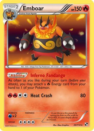 Emboar (20) (20)/114 Holo Rare Reverse Holofoil