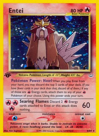 Entei (6) (6)/64 Holo Rare Unlimited Holofoil