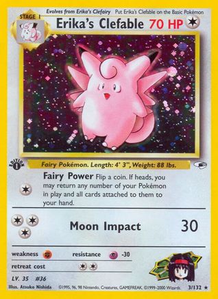 Erika's Clefable (3)/132 Holo Rare 1st Edition Holofoil