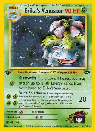 Erika's Venusaur (4)/132 Holo Rare 1st Edition Holofoil