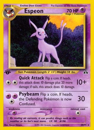 Espeon (20) (20)/75 Rare 1st Edition