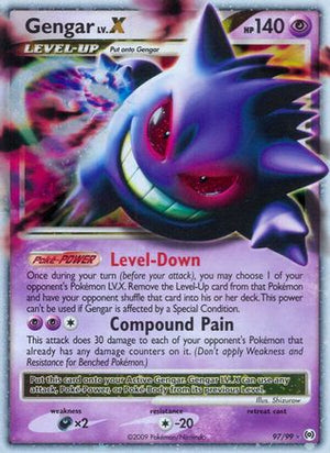 Moderately Played Gengar Lv.X (97)/99 Ultra Rare Holofoil (Cabinet-MP)