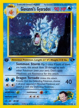 Giovanni's Gyarados (5)/132 Holo Rare 1st Edition Holofoil