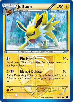 Jolteon (Team Plasma) (34)/116 Uncommon Reverse Holofoil