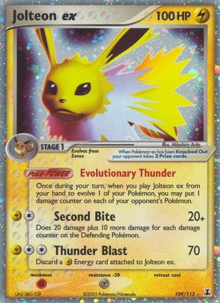 Damaged Jolteon ex (109)/113 Ultra Rare Holofoil (Cabinet-DMG)