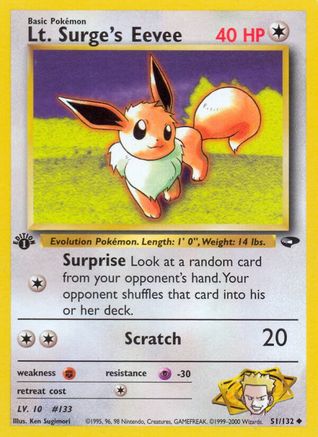Lt. Surge's Eevee (51)/132 Uncommon 1st Edition