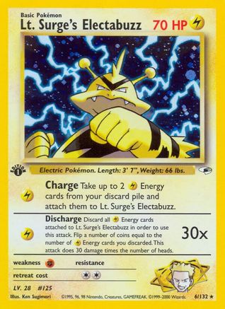 Lt. Surge's Electabuzz (6) (6)/132 Holo Rare 1st Edition Holofoil