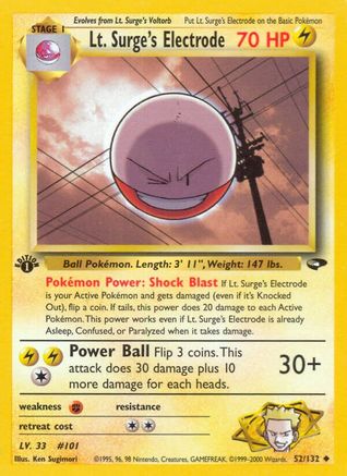 Lt. Surge's Electrode (52)/132 Uncommon 1st Edition