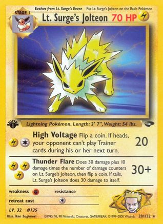 Lt. Surge's Jolteon (28)/132 Rare 1st Edition