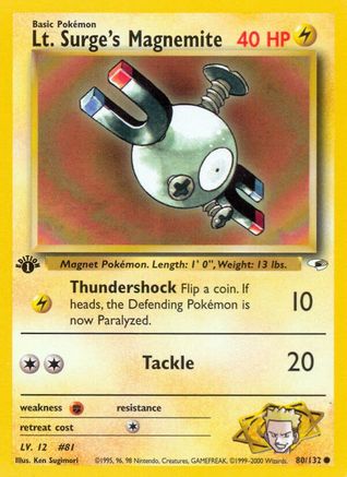 Lt. Surge's Magnemite (80) (80)/132 Common 1st Edition