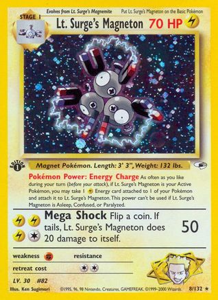 Lt. Surge's Magneton (8)/132 Holo Rare Unlimited Holofoil