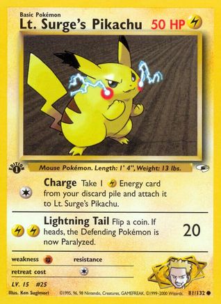 Lt. Surge's Pikachu (81)/132 Common 1st Edition