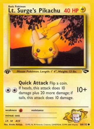 Lt. Surge's Pikachu (84)/132 Common 1st Edition