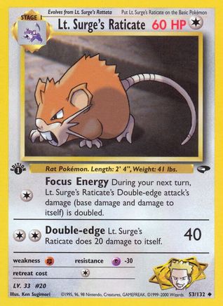 Lt. Surge's Raticate (53)/132 Uncommon 1st Edition