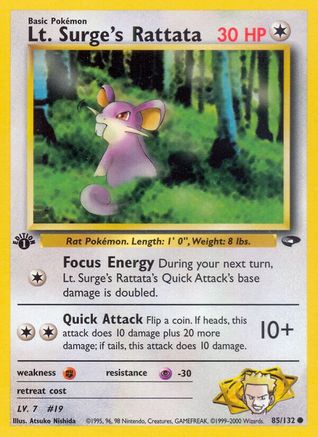 Lt. Surge's Rattata (85)/132 Common 1st Edition