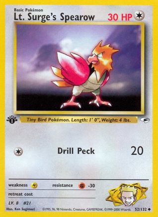 Lt. Surge's Spearow (52) (52)/132 Uncommon 1st Edition
