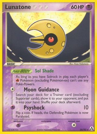 Lunatone (20)/92 Rare Reverse Holofoil