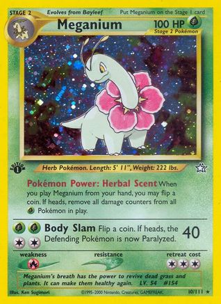 Meganium (10) (10)/111 Holo Rare 1st Edition Holofoil