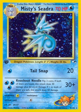 Misty's Seadra (9)/132 Holo Rare 1st Edition Holofoil