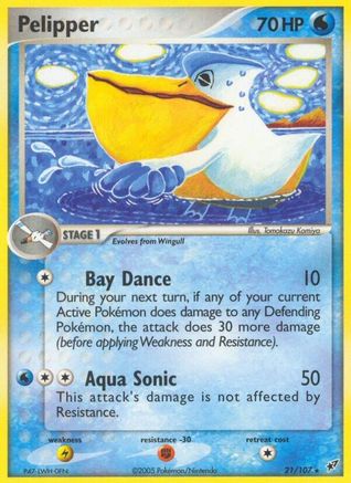 Pelipper (21)/107 Rare Reverse Holofoil