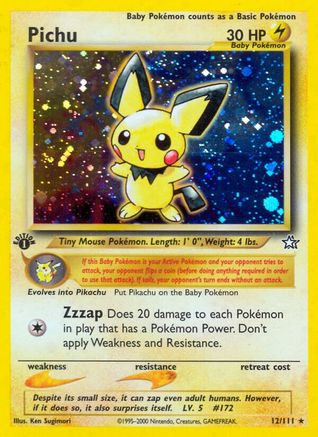 Pichu (12)/111 Holo Rare 1st Edition Holofoil
