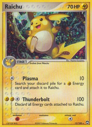 Raichu (12)/108 Holo Rare Reverse Holofoil