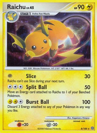 Raichu (8)/100 Holo Rare Reverse Holofoil