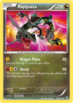Heavily Played Rayquaza (128)/124 Secret Rare Holofoil (Cabinet-HP)