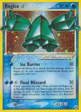 Regice Star (90)/92 Ultra Rare Holofoil