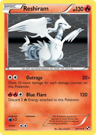 Reshiram (26)/114 Holo Rare Reverse Holofoil