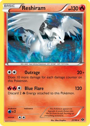 Reshiram (21)/99 Rare Reverse Holofoil