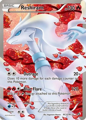 Moderately played Reshiram (Full Art) (RC22)/113 Ultra Rare Holofoil (Cabinet-MP)