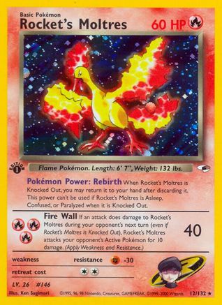 Rocket's Moltres (12)/132 Holo Rare 1st Edition Holofoil